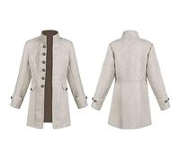 Boys' Steampunk Retro Pirate Coat Victorian Medieval Costume Steam Punk Jacket Vintage Trench for Oktoberfest World Book Day Costumes Carnival Halloween Party,White,10 Years