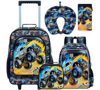 Boys Suitcase, Kids Travel Suitcases with Wheels, Car Carry on Rolling Luggage(Black)