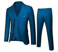 Boys' Suits & Blazers 3 Piece Formal Outfit Prom Suits Button Down Blazer Boys Suit 12-18 Years UK Teens Regular Fit Wedding Party Casual Jacket Vest Trousers Coat Blue