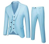 Boys' Suits & Blazers 3 Pieces for 10-19 Years Teenagers UK Lapel Prom Waistcoat Blazer Sets Button Down Business Suit Kid Formal Outfit Graduation Clothing Blue