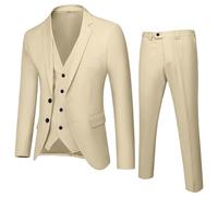 Boys' Suits & Blazers 3 Pieces for 10-19 Years Teenagers UK Lapel Prom Waistcoat Blazer Sets Button Down Business Suit Kid Formal Outfit Graduation Clothing Khaki