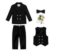 Boys Suits Tuxedo Formal Wear Double Breasted Blazer 4/5/6 Piece Wedding Party Prom Suits Formal Outfit Page Boy Suit Slim Fit Kids Gentleman Outfits Boys Clothing Sets 3-4 Years
