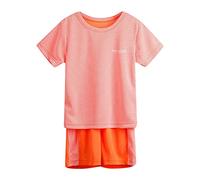 Boys Summer Clothing Set Short Sleeve Plain Tops 2 Piece Lightweight for Suit Loose and Comfortable Kids Outfit Regular fit Style Soft Material All Day Wearing Orange