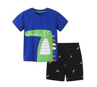 Boys Summer Outfits Dinosaur 100% Cotton Short Sleeve T-Shirt and Shorts 2 Pcs Clothing Sets for Kids 1-2 Years