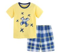 Boys Summer Sets Toddler Boy's Cotton Short Sleeve T Shirt and Short Set 1 7Y Boys Summer Sets (Yellow, 5-6 Years)