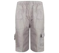 Boys Summer Shorts Multipocket ¾ Length Combat Cargo Pants Grey Plain 5-6 Years