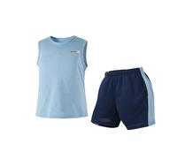 Boys Summer Sports Outfit Active Short Sleeve T Shirt and Shorts Two Piece Set for Kids Comfortable Casual Playwear (Navy-f, 10-11 Years)