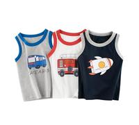 Boys Summer Tank Cotton Vest for boy Bus Pattern for 6-7 Years