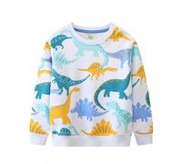 Boys Sweatshirt Long Sleeve Crewneck Pullover Cartoon Print Autumn New European Style Round Neck Top Comfortable Age 2-7 Years Light Blue