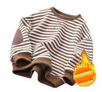 Boys Sweatshirt Toddler Pullover Jumper Breathable, Lightweight Cute Long Sleeve Tops Casual T Shirt Fall School Uniform Kids Clothes Age 1-7 Years Brown