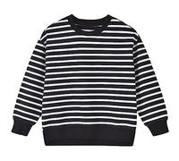 Boys Sweatshirts Kids Strip Crew Neck Pullover Kids Sweatshirt UK Childrens School Long Sleeve Jumper Plain Sweater Ribbed Cuff Cotton Pullover Unisex Boys Girls niform Top (Black, 5-6 Years)