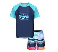 Boys Swim Set Two Pieces Rashguard Swimsuit Short Sleeve Swimming Costume Age 7-8 Years