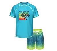 Boys Swim Set Two Pieces Rashguard Swimsuit Short Sleeve Swimming Costume Age 9-10 Years