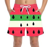 Boys Swim Shorts Athletic Beach Holiday Bottoms, Kids Swim Trunks Shorts Watermelon Printed Summer Casual Elastic Waist Running Short Pants Pool Surfing 4-15 Years