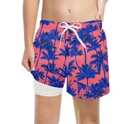 Boys Swim Shorts - Beachy Print Boys Swim Shorts Lightweight Double Layer Summer Beachwear For Sunny Outdoor