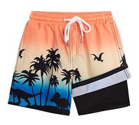 Boys Swim Trunks Bathing Suit Swim Shorts with Boxer Brief Liner Quick Dry Beach Swimsuit Compression