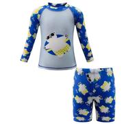 Boys Swimming Costume Little Rash Guard Trunks Swimwear Two Piece Swimsuit Set Kids Swimming Pool Bathing Suit UV Protection Swim Wear