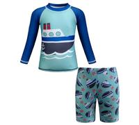 Boys Swimming Costume Little Rash Guard Trunks Swimwear Two Piece Swimsuit Set Kids Swimming Pool Bathing Suit UV Protection Swim Wear