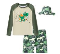 Boys Swimming Costume Three Piece Boy Swim Set with Swimming Trunks Kids Rash Guard Long Sleeve Bathing Suit Swimwear for 4-12 Years