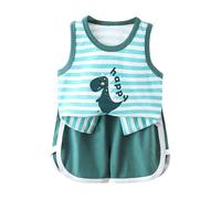 Boys Swimming Lesson Shorts Set Boys Short Sleeved and Shorts Set Comfortable Soft Breathable Stylish Cartoon (Mint Green, 5-6 Years)