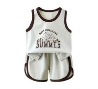 Boys Swimming Lesson Shorts Set Boys Short Sleeved and Shorts Set Comfortable Soft Breathable Stylish Cartoon (Dark Gray, 5-6 Years)