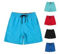 Boys Swimming Shorts Kids Summer Quick Dry Beach Swim Trunks with Pockets Plain Elastic Waist Breathable Swimshorts Causal Comfortable Drawstring Boardshorts (Blue, 14 Years)