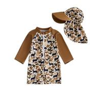 Boy's Swimsuit with UV Resistant T-Shirt Long Sleeve Swimming Shorts and Hat Included Ideal for the Beach and Swimming Pool