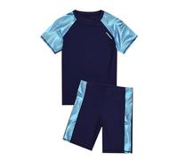 Boys Swimwear Set Age 14 16 Short Sleeve Rash Vest and Swim Trunks Two Piece Boys Swimsuit UPF 50 Plus Kids Bathing Suit for Beach and Pool Holiday Summer Swim Set (Navy, 14-16 Years)