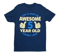 Boys - T-Shirt - 5 Year Old Looks Like - Midnight Navy Blue - Age 7-8