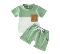 Boy's T-Shirt Shorts Set Button Down Shirts Clothes Kids Colour Blocked Outfit Dinosaur Monster Print Top Short Sleeve Crew Neck Floral Cute Festival Streetwear Sets Green