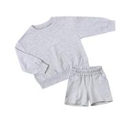 Boy's T-Shirt Shorts Set Comfortable for Kids Summer Outfit 2 Piece Dinosaur Monster Print Top Short Sleeve Crew Neck Beach Vacation Casual Suit Daywear Merchandise Gift Light Gray