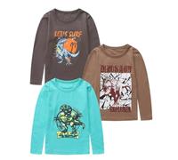 Boys T-Shirts 3 Pack Kids Long Sleeve Cotton Tops Multipack Dinosaur Crew Neck Tees 3PK T Shirts Casual Autumn School Playwear