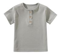 Boys' T-Shirts Short Sleeve Henley Kids Tshirt Light Grey 5Y