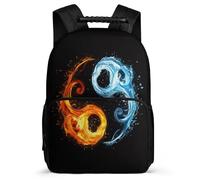 Boys Tai Chi School Bag Primary Age 6-11, Water And Fire Motif Backpack for Girls Boys, Durable Rucksack, Sturdy Handle, Outdoor Travel, Day Trips