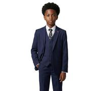 Boys Tailored Fit Navy Blue Suit 5 PC Wedding Party Outfit Regular Sizes, Age 11 Years