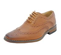Boys Tan Brown Leather Lined Lace Up Smart Brogues Shoes Size 12
