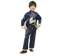 Boys Tang Suit Traditional Chinese Year Celebration Spring Autumn Long Sleeve, Toddler Infant Outfit Set Mandarin Collar Knot Front Elegant Party Wear Comfortable Soft #D Navy