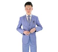 Boys Textured 8-Piece Formal Suit - Slim Fit for Pageboy, Wedding 117 Sky Blue Size 7 Years UK
