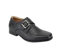 Boys Textured Leather Buckled Monk Black Shoes - Stylish & Comfortable Footwear Size 5 Infant