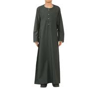 Boy's Thobe Emirati Omani Jubba Islamic Clothing Muslim Kaftan Eid Robe Arab Gold Embroidery - Green 32