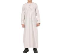 Boy's Thobe Emirati Omani Jubba Islamic Clothing Muslim Kaftan Eid Robe String Tassel - Beige 40