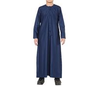 Boy's Thobe Emirati Omani Jubba Islamic Clothing Muslim Kaftan Eid Robe String Tassel - Navy 42