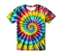 Boys' Tie Dye Short Sleeve T Shirt - Vibrant Rainbow or Neon Swirl Pattern for Ages 2-13 Years, Soft Cotton, Unique Color Blend, Perfect for Summer Festivals, Green-Purple Swirl#g