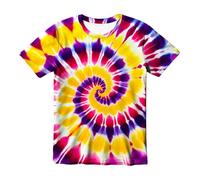 Boys' Tie Dye Short Sleeve T Shirt - Vibrant Rainbow or Neon Swirl Pattern for Ages 2-13 Years, Soft Cotton, Unique Color Blend, Perfect for Summer Festivals, Green-Purple Swirl#g