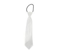 Boy's Tie Solid Colour - Pre-tied Child Tie for Weddings, Christenings - Father and Son Collection - Pre-tied Bow, white, 26 cm