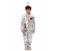 Boys Tin Man Fancy Dress Costume, Kids Silver Metallic Tin Man Party Outfit Childs World Book Day Costume
