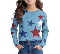 Boys Toddler Baby Boys Girls Graphic Layered Long Sleeve T-Shirts Spring Fall Sweatshirt Cotton Striped Hoodies Top for Kids Sky Blue 4-5 Years