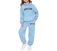 Boys Tracksuit Gym Set Activewear Children 2Pcs Clothing Unisex Pullover Cotton Top and Trousers Boys Outfits Kids Daily Casual Sporting Suits Comfy Loungewear Activewear Sky Blue