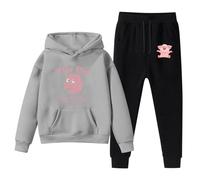 Boys Tracksuit - Kids Hoodie Sweatshirt And Sweatpants Cartoon Pig Prints Pullover Hoodie Set Tracksuit 2 Piece Outfits (Grey 7-8 Years)
