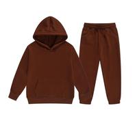 Boys Tracksuit Set 2 Piece Oversized Outfit Long Sleeve Hoodie Pullover Relaxed Fit, Machine Wash Sportswear Clothing Hoodies and Trousers 2Pc Outfits for Children Age 2-13 Years Coffee